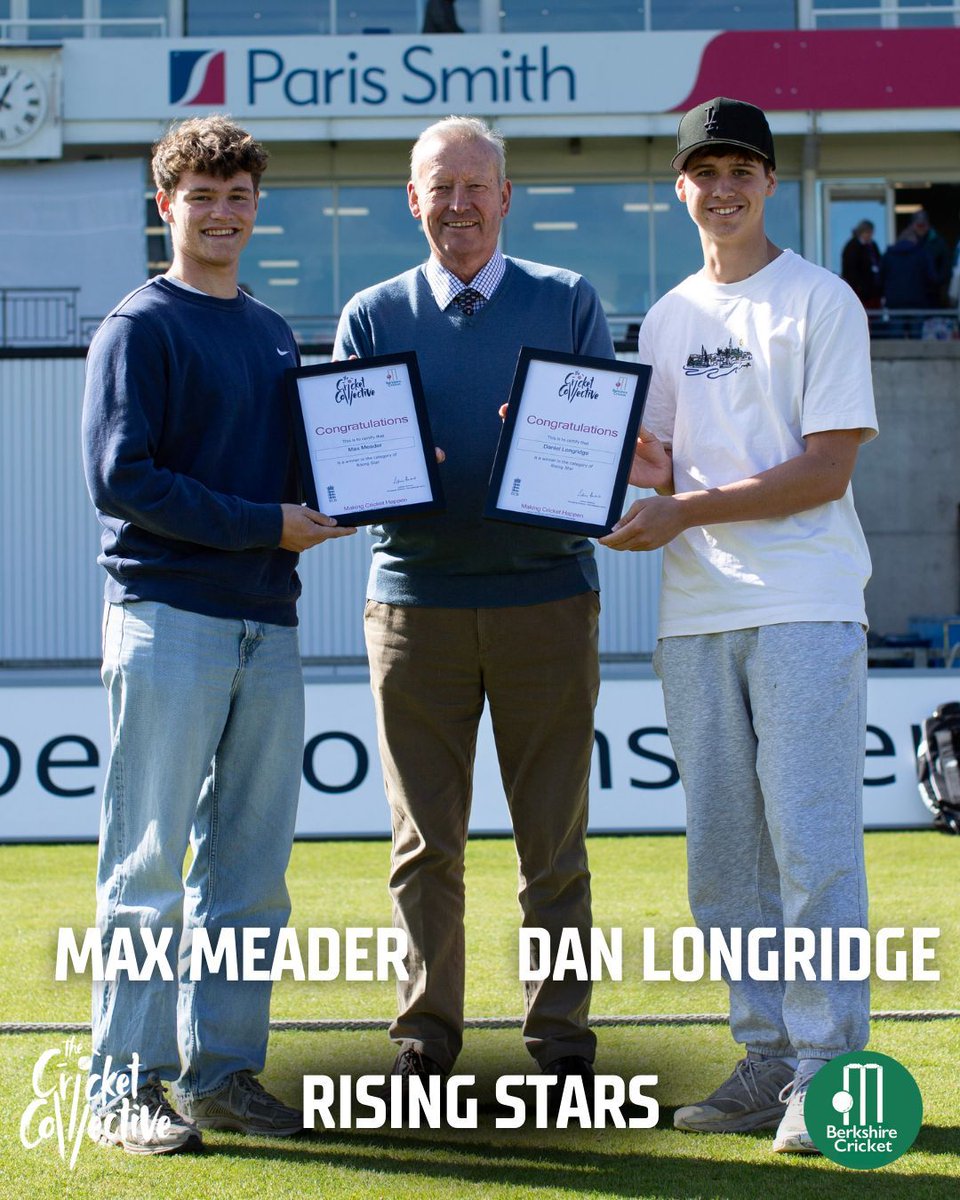 🏆 Cricket Collective Awards – Rising Stars 🏆

Congrats to Max Meader @wargraveCC &amp; Dan Longridge - Sonning Cricket Club. 

Both inspired 240+ children during their work experience with Berkshire Cricket – true rising stars!
#CricketCollective #BerkshireCricket
