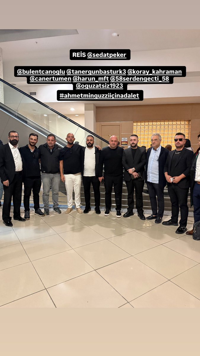 Mattia Ahmet Minguzzi 
davasında yalnız değildir.
REİS SEDAT PEKER ve 
kardeşleri her daim yanındadır.
#ahmetminguzziicinadalet 
<a href="/sedat_peker/">Sedat Peker</a> #sedatpeker
<a href="/ersanbarkinn/">Ersan Barkın</a> <a href="/oguzzatsiz/">Oğuzhan Atsız</a>