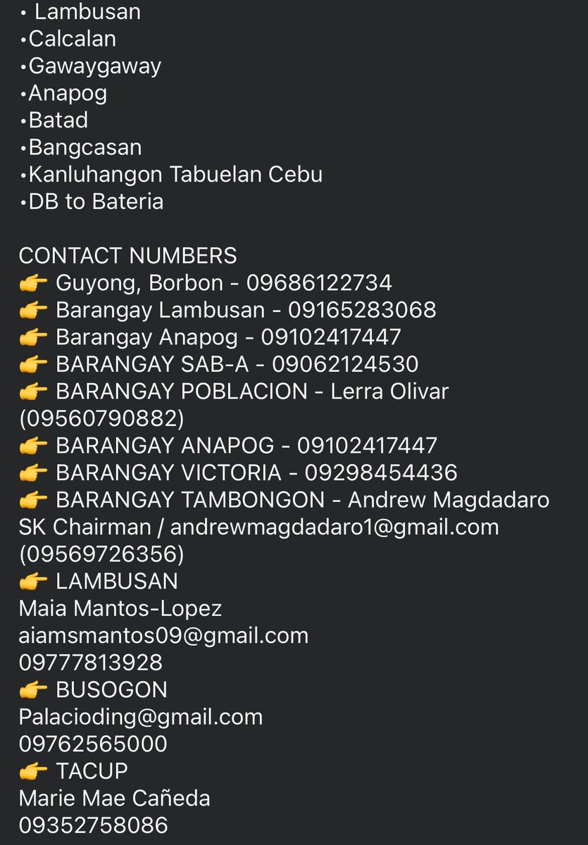 aiaharea's tweet photo. please extend your donation drives to these cities as most of them havent received any donations yet. they are in need of food, water and tents or trapal. 

#BangonCebu #BangonSugbo https://t.co/ut0s7Otard