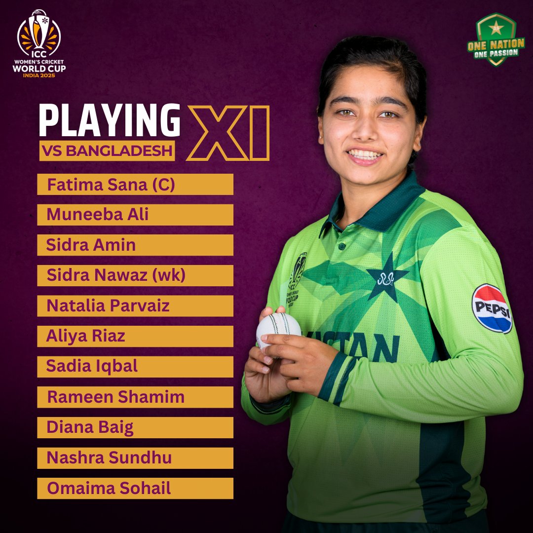 🚨 TOSS &amp; PLAYING XI 🚨

Pakistan win the toss and elect to bat first 🏏

Our team for the game today 👇

#PAKvBAN | #BackOurGirls | #CWC25