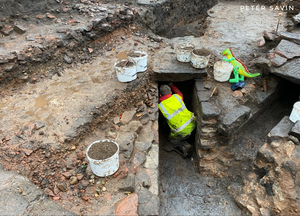 The examination of the large Roman drains in 2021 during the #Carlisle Roman dig, the contents were collected and sieved producing many intaglios and other objects lost down the larines or bath plugs. The team return this month for a short excavation and visits will be possible.