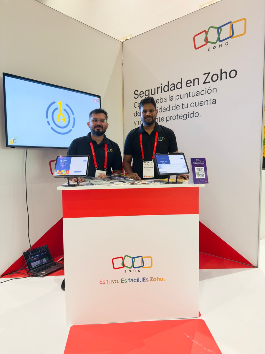 ZohoOneAuth's tweet image. 👋Want to know the security score of your work accounts and entire organisation?

Stop by &quot;Seguridad en Zoho&quot; at @Zoholics España and contact our product experts now!

More tips to improve your org&apos;s security posture and exciting goodies await!

#mfa #Zoho #zoholics
