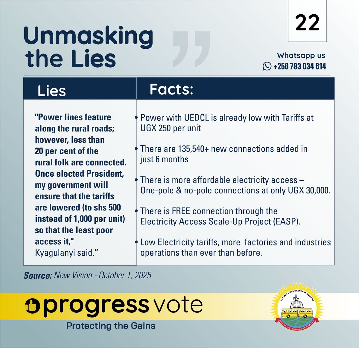 Progress vote 

Unsmasking the Lies #ProtectingTheGains 
#UnmaskingTheLies