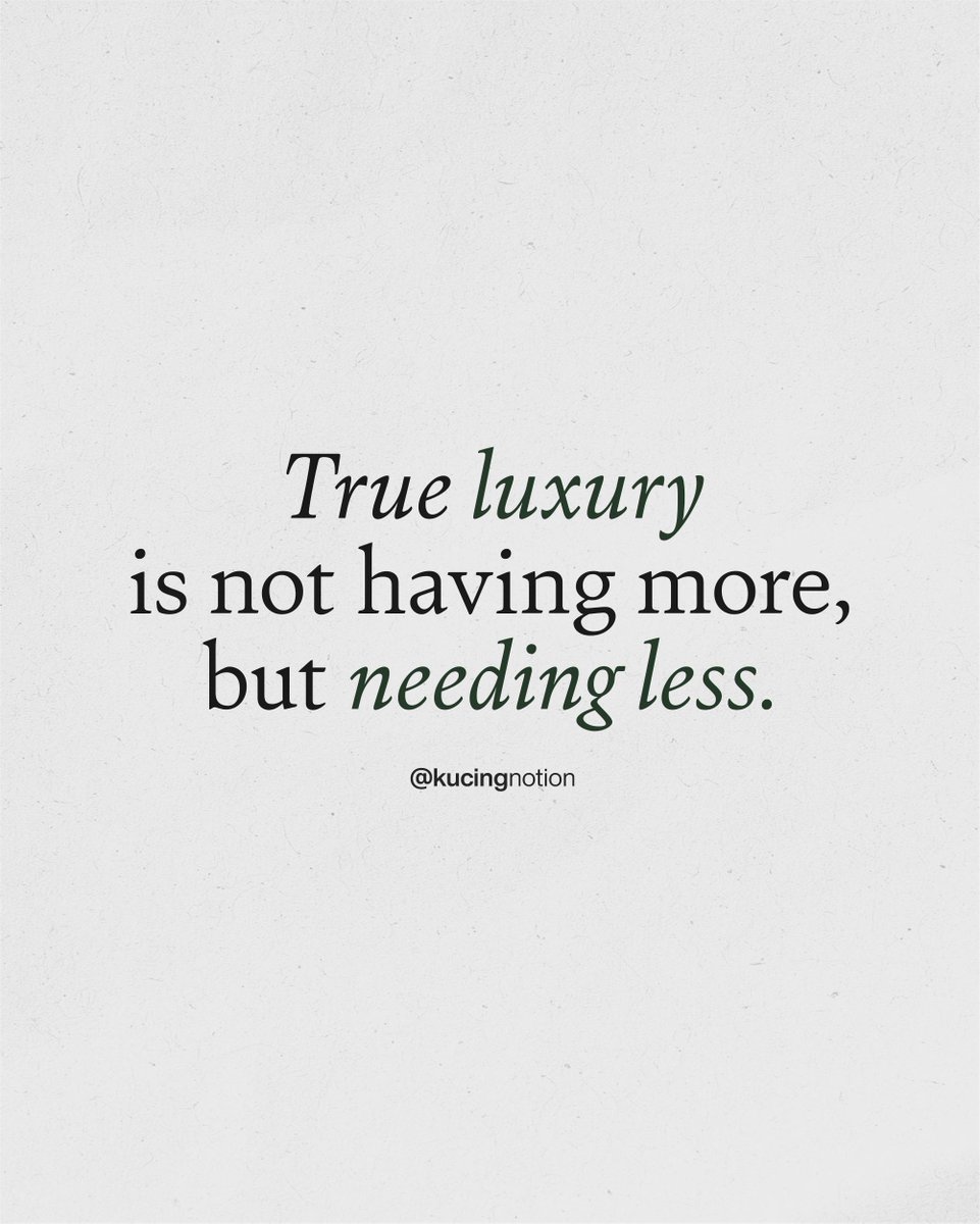 kucingnotion's tweet image. Kemewahan sejati bukan terletak pada apa yang kita miliki, melainkan pada apa yang tidak lagi kita butuhkan.
-
#hidupsederhana #gratitude #minimalism #mindfulness