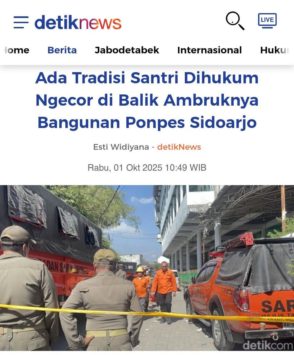 Jika ingin menyekolahkan anak ke pondok. Pilihlah pondok modern, yang bukan dimiliki individu atau yang ada kultus pada kyai. Pondok modern, pembangunan gedung juga modern pakai teknik sipil