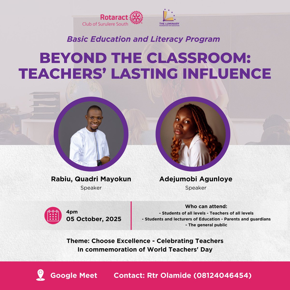 tlfeglobal's tweet photo. Beyond academics, a teacher's influence lasts a lifetime. Join us as we celebrate World Teachers' Day by exploring the lasting impact teachers have on shaping who we are.
Date: 05 October, 4 PM
Venue: Google Meet
#WorldTeachersDay #TeachersInfluence #Education https://t.co/l5dQoYiISN