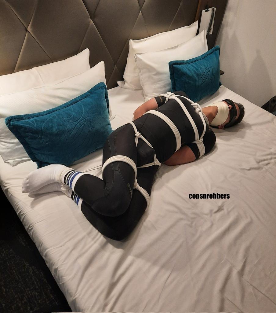 kinscle's tweet photo. Bound, gagged, blindfolded! https://t.co/LJXTfenbW9
