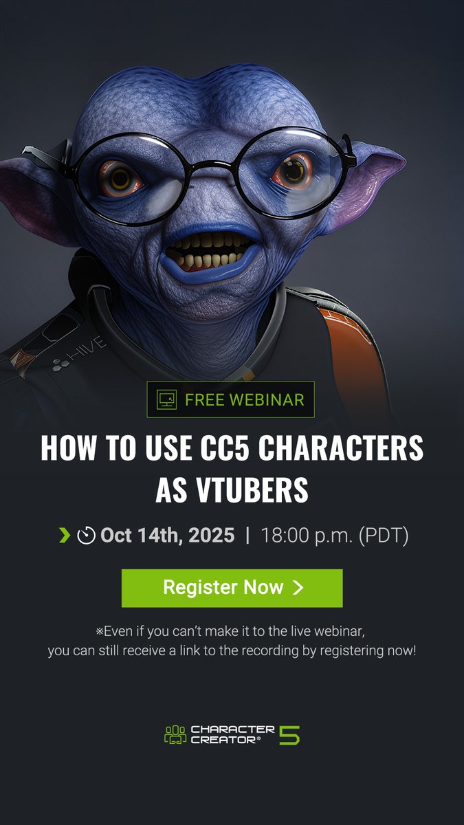 Join our FREE webinar, led by renowned YouTuber Solomon Jagwe, to master #VTuber creation! Learn to set up animations, connect to top VTuber tools, and craft a pro virtual persona for streaming. 🎥 reallusion.software/26782d

#CC5 #CharacterCreator #VirtualStreaming #AnimationTips