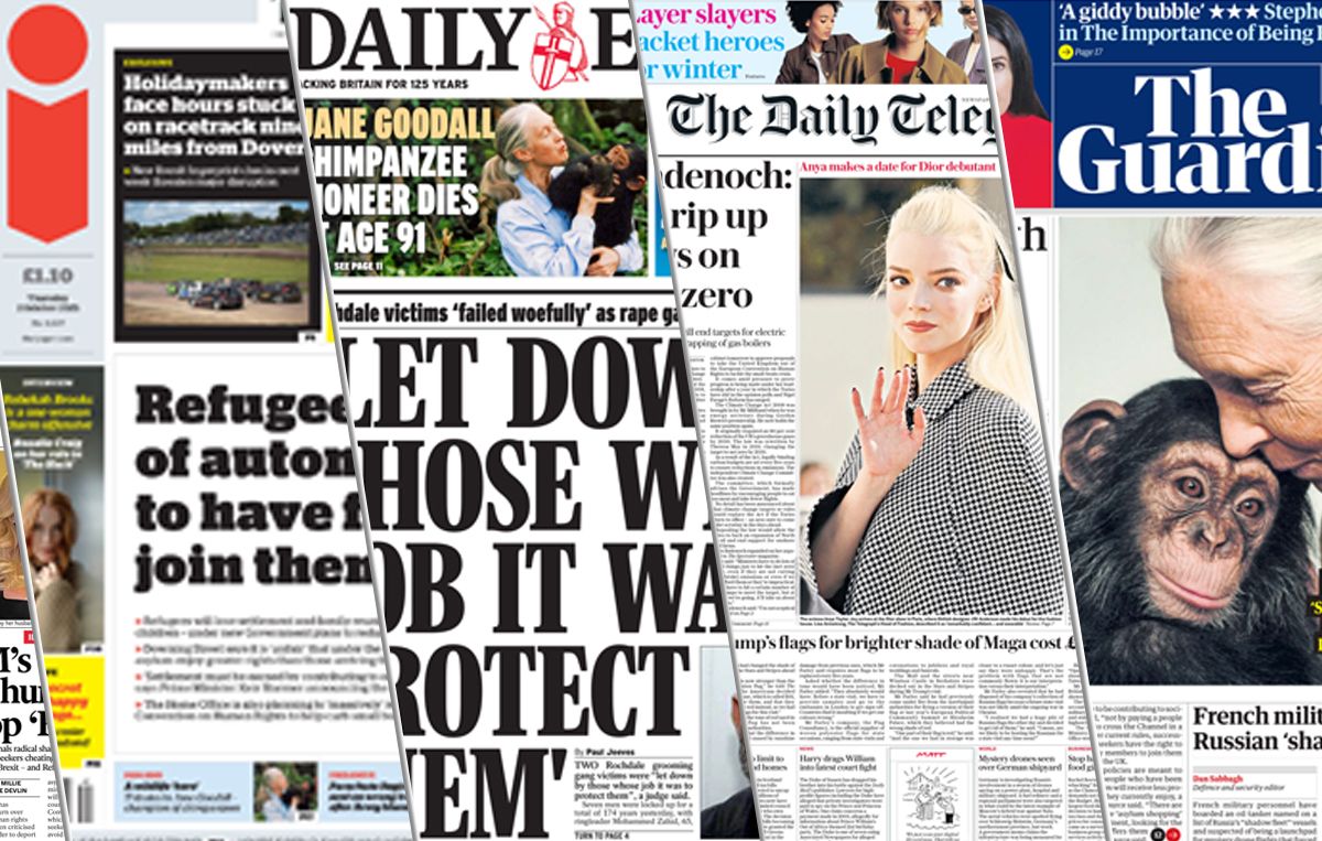 newsworks_uk's tweet image. On today&apos;s #frontpages: Naturalist Jane Goodall dies age 91; Mone-linked firm ordered to pay £121m for Covid contract breach:buff.ly/4c3XKV8