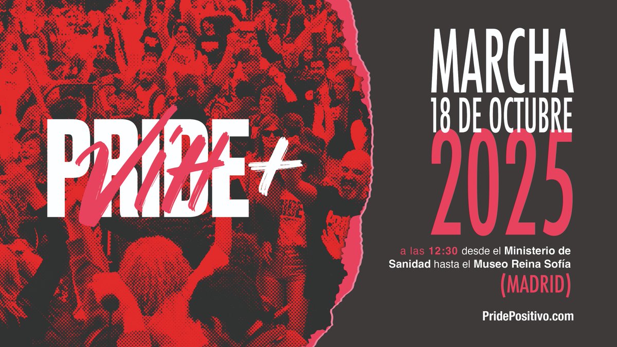 ✊ Únete a la marcha del Pride Positivo el próximo 18 de octubre frente al Ministerio de Sanidad. Tu voz importa. Tu presencia cuenta. Ante el estigma, somos la respuesta.

📅 18 de octubre
📍 Ministerio de Sanidad

💜 Más de 150.000 historias conectadas, más de 150.000 razones.