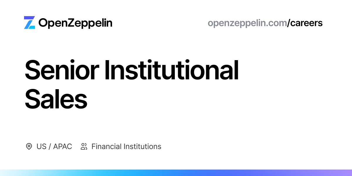 OpenZeppelin's tweet image. We&apos;re expanding our Financial Institutions team with two Senior Institutional Sales roles (APAC &amp;amp; US) 🏦

As more institutions adopt blockchain solutions, we&apos;re scaling to meet growing demand for enterprise-grade security expertise.

Join us: openzeppelin.com/careers