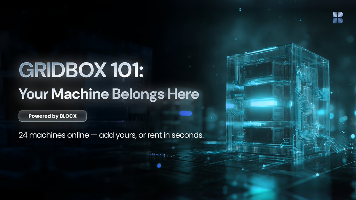 BLOCX_TECH's tweet photo. 24 machines are online. 🚀

Want to be part of the network that’s changing how compute is powered?

Join GRIDBOX today. https://t.co/8vtr53coQu