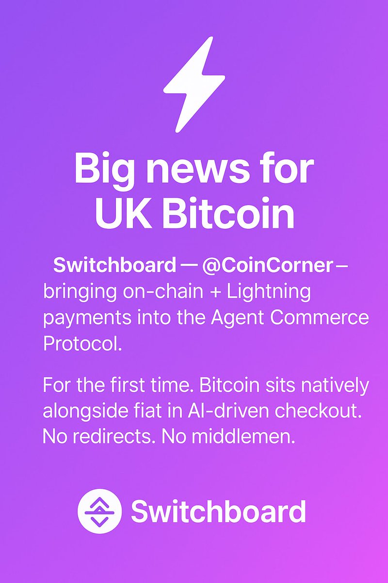 Switchboard | Bitcoin payment for Agentic Commerce tweet media