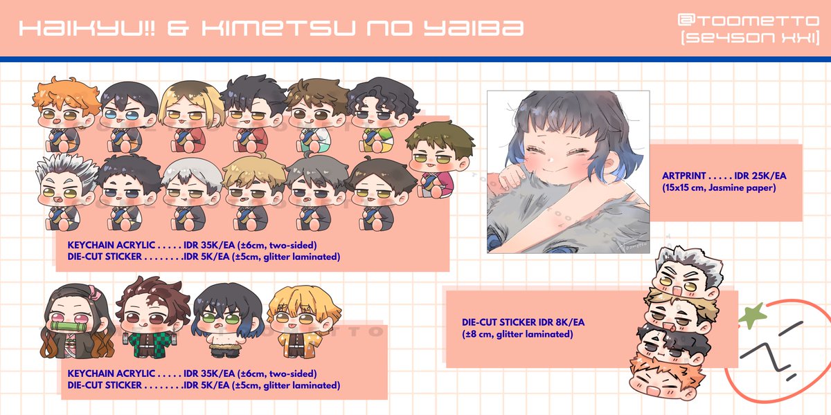 toometto's tweet photo. Rts are appreciated❤️

PO &amp; Giveaway #comifuro21

- PO period: 2 - 8 Oct
- Pick up (both days) &amp; Mail Order
- Haikyu!, Alien Stage, Kimetsu no Yaiba, ZEROBASEONE (ZB1), Owari no Seraph
- Link PO: https://t.co/wGHdnPt3Ea
- WW orders n GO = DM!

Thank you!
#CF21 #CF21catalogue https://t.co/uJ2u4Kfd3X