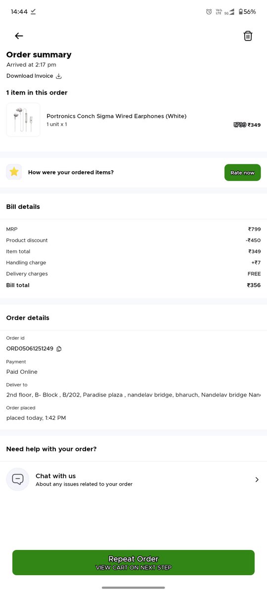 183utkarsh's tweet photo. Hey @deepigoyal @albinder @letsblinkit Today at 1:42pm on(2/10/25) I have ordered a earphone  the model i received is different from what I ordered and the help desk video features is not working as when the camera gets on the screen turn black . I have shared screenshot below. https://t.co/i7lD4fF5Mv