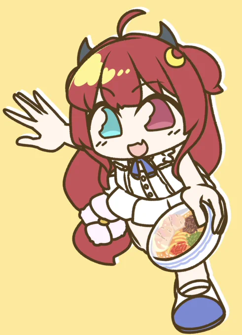 ロアちゃんラーメンと ロアちゃんラーメン食べた? まだ食べてないなら今日はとんこつだよ! とんこつラーメンの日で豚さんも良い気分でお湯に浸かってきっと美味さ増し増し ロアちゃん今日のとんこつラーメンの味は忘れられなくなるはず! ロアちゃんに美味しいとんこつラーメンを〜 #ロアート