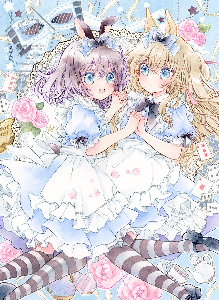 不思議の国のうさぎアリス🐇🃏🫖☕️🐇

・・・・・  

#透明水彩 ／ キャンソンヘリテージ 
#獣耳カフェの誘惑ティータイム