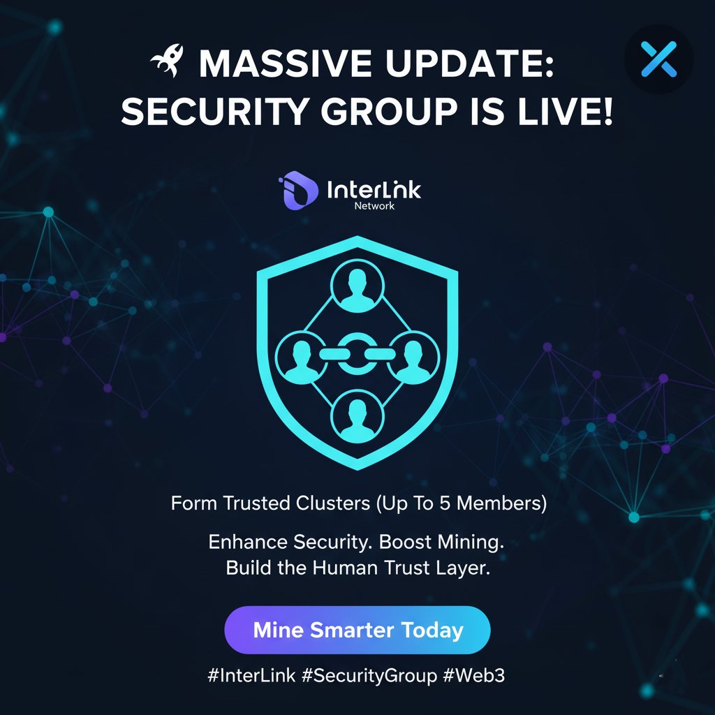 AbelT93723's tweet image. Security Groups are LIVE on InterLink! 🚀

Form trusted clusters (up to 5) to boost your $ITLG mining and enhance network security. This is how we build the Human Trust Layer. Group up &amp;amp; mine smarter today!

#InterLink #SecurityGroup #Web3 #ITLG #ITL