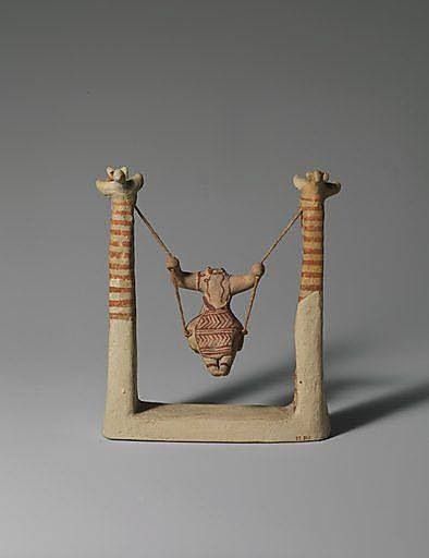 huhlakat's tweet image. My favourite piece of Late Helladic (perhaps Late Minoan?) artwork is the woman on the swing