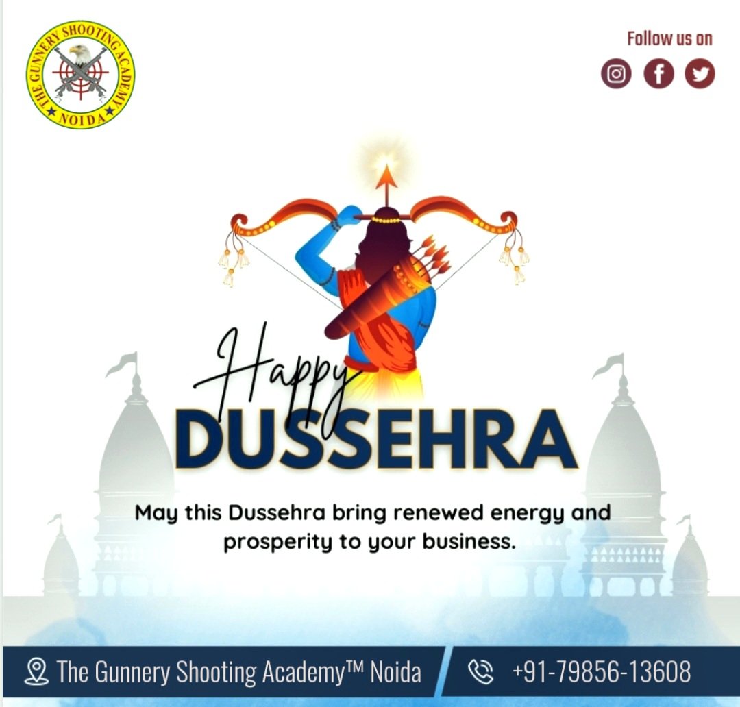GunneryAcademy's tweet photo. 🌼🌼🌼
Happy Dussehra to all 🏹 

🎯
The Gunnery Shooting Academy™ 
Noida 

#SSPL #rifleshooting #airrifleshooting #shootingsports #shootingworldcup #shootingguns #shootingrange #shooting #rifleshooting #shootingrange #shootingsports #shootingguns #champions https://t.co/VIVWm66DSw