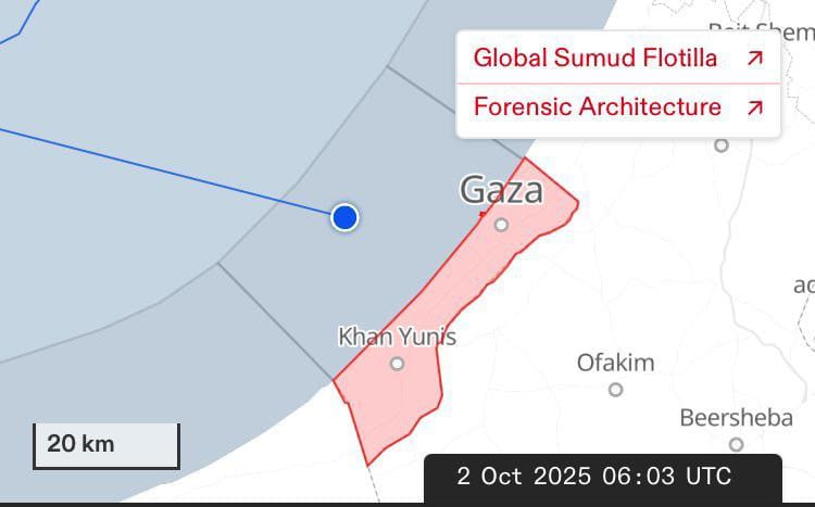 Salah satu kapal dari Global Sumud Flotilla telah berhasil memasuki perairan Palestina di lepas pantai Gaza. Kapal tersebut kini berada beberapa kilometer dari pantai daerah tersebut.

<a href="/QudsNen/">Quds News Network</a>
<a href="/sahabatalaqsha/">Documenting #GazaGenocide</a>