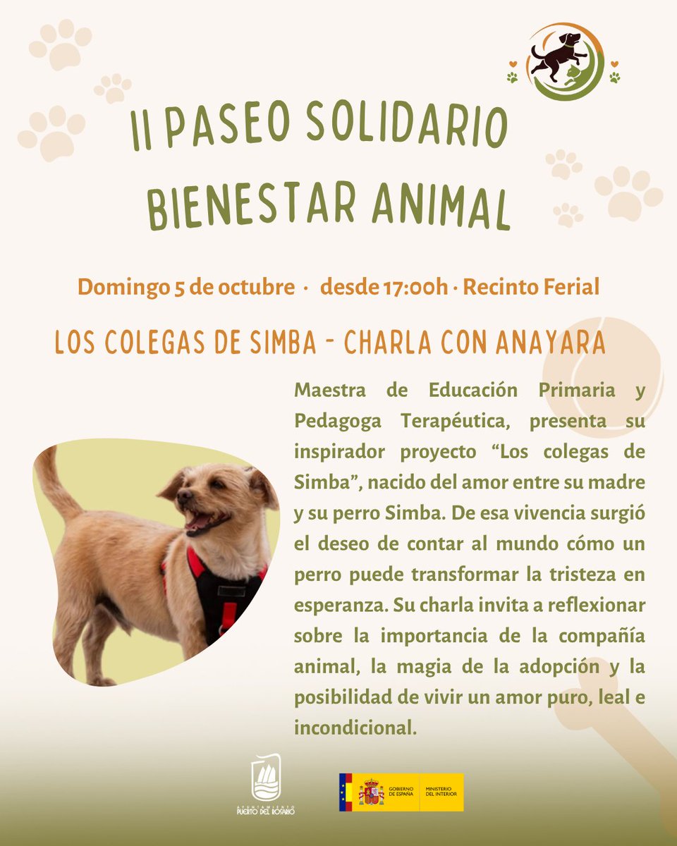 💫🐾 ¿Conoces a Los colegas de Simba?

Anayara, maestra y pedagoga terapéutica, presenta su proyecto más entrañable: nacido del amor entre su madre y su perro Simba. 🐶❤️

📅 Domingo 5 de octubre – Puerto del Rosario
👉 ¡Ven y déjate inspirar!