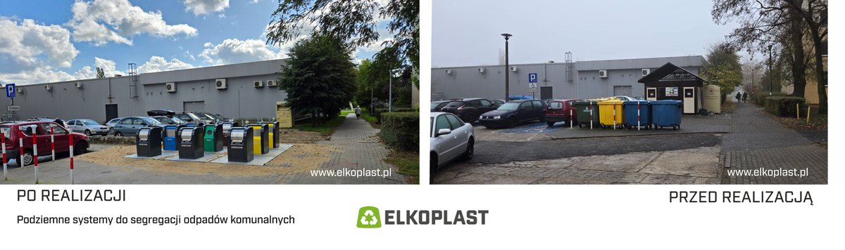 Zmieniamy rzeczywistość.🌎 
Poniżej przykład jak można zmodernizować wysłużone wiaty oraz plastikowe pojemniki w większości używane do gromadzenia / segregacji odpadów komunalnych przez mieszkańców osiedli miejskich.
elkoplast.pl/podziemne-kont…

#segregacja #śmietniki #podziemne