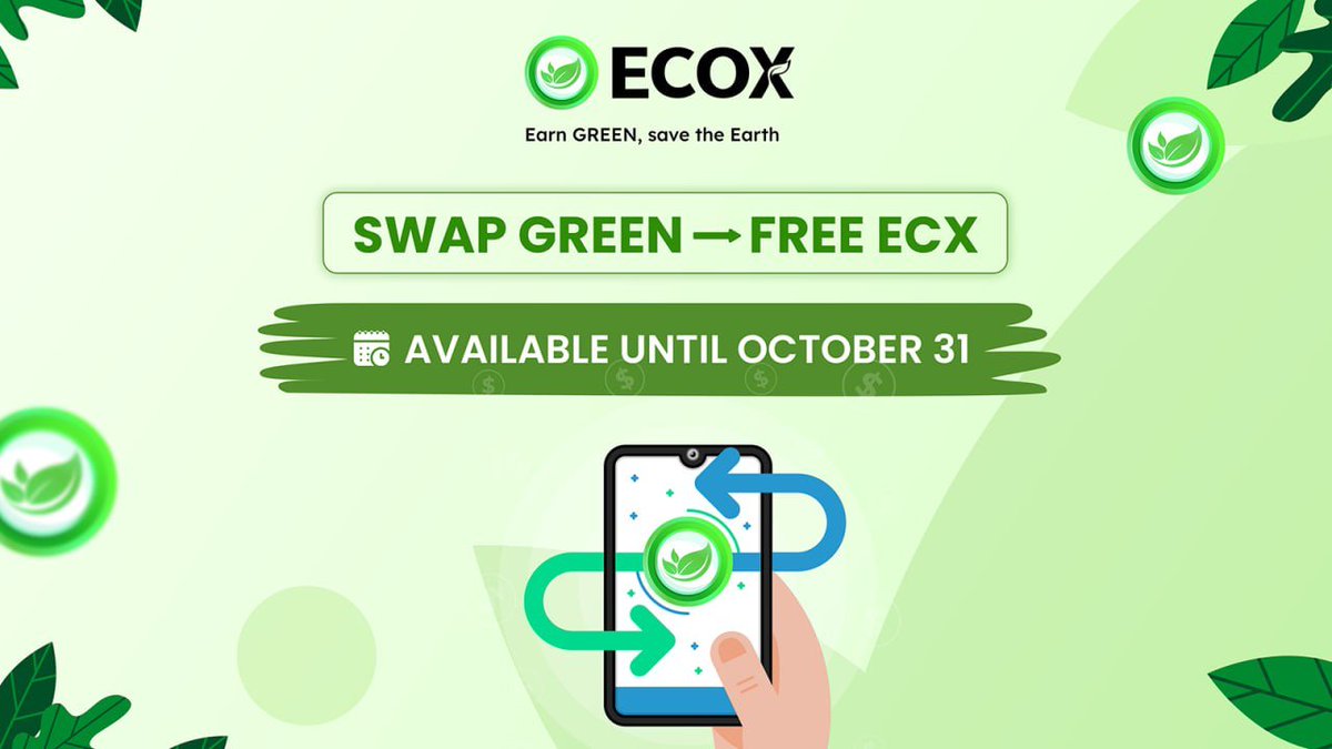 💭 Swapping GREEN → Free ECX Is Available Until October 31

The swap from GREEN → Free ECX will only be available until October 31.
After this date, all GREEN swapped will only convert into Locked ECX.

💬 Want to receive ECX at TGE? 

Lock ECX before TGE to double your