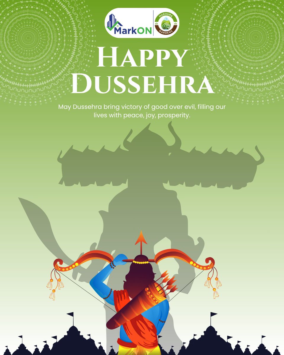 MarkonHomes's tweet photo. ✨ This #Dussehra, we celebrate the triumph of light, hope, and new beginnings. 🌸 At Madhura Gardens, every home is built to bring harmony, prosperity, and happiness to your family. 🏡Happy Dussehra! 🙏🔥#MadhuraGardens #LuxuryVillas  #VillasNearVarthur #Blessings https://t.co/xkhRMNN5DZ