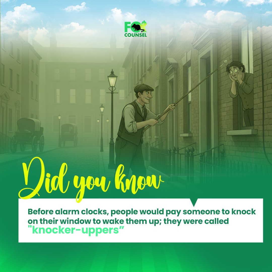 💡 Before alarm clocks, people hired “knocker-uppers” to wake them by tapping on their windows.

Creativity has always shaped how we solve problems. At FOI Counsel, we believe access to information fuels innovation. 🌍📚

#DidYouKnow #Innovation #FOICounsel #KnowledgeIsPower