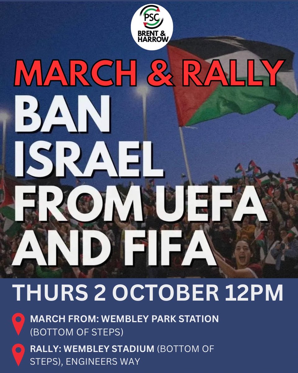 BrentHarrowPSC's tweet photo. Shameful capitulation by @UEFAcom and @Reebok. Join us today - as FIFA Council meet -  to demand that they ban Israel now! https://t.co/PXClGfOASa