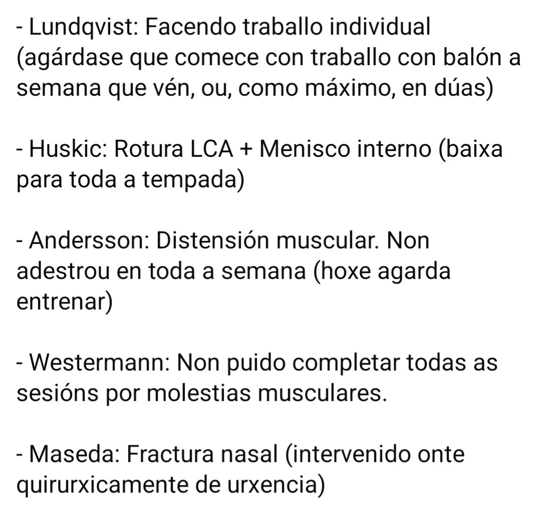 pecho3obra's tweet photo. 🚑 Parte médico Obradoiro a día xoves 2 de outubro: https://t.co/4wHzkBcI2w