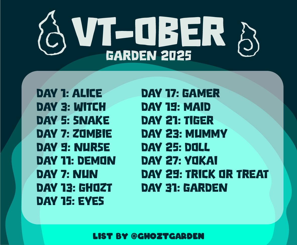 FntsmZ 🤍 | GhoZt Garden | 🍉💫 (@fntsmz) on Twitter photo ¡Feliz Hawelin! 🎃
Les comparto mi lista para "Inktober"
Este año estaré dibujando VTubers! Como siempre..
Las palabras están inspiradas en los miembros de <a href="/GhoztGarden/">🎮 GhoZt Garden</a>.. y en lista anterior.
¿Puedes adivinar que numero pertenece a cada miembro de GG? Es fácil!
#VTOBERGarden25 ¡Feliz Hawelin! 🎃
Les comparto mi lista para "Inktober"
Este año estaré dibujando VTubers! Como siempre..
Las palabras están inspiradas en los miembros de <a href="/GhoztGarden/">🎮 GhoZt Garden</a>.. y en lista anterior.
¿Puedes adivinar que numero pertenece a cada miembro de GG? Es fácil!
#VTOBERGarden25