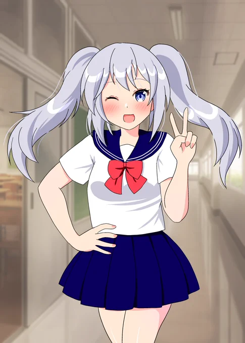 本日10月2日は、銀髪ツインテールの後輩ちゃんを描いて丁度1年!! 初登場と同じポーズで描いてみました。最初はツリ目だったんですね。1年描いてだいぶ絵柄が変わりましたが、これからももっと上手く可愛く描くために練習頑張ります!! #創作イラスト #創作キャラ #銀髪ツインテールの後輩ちゃん