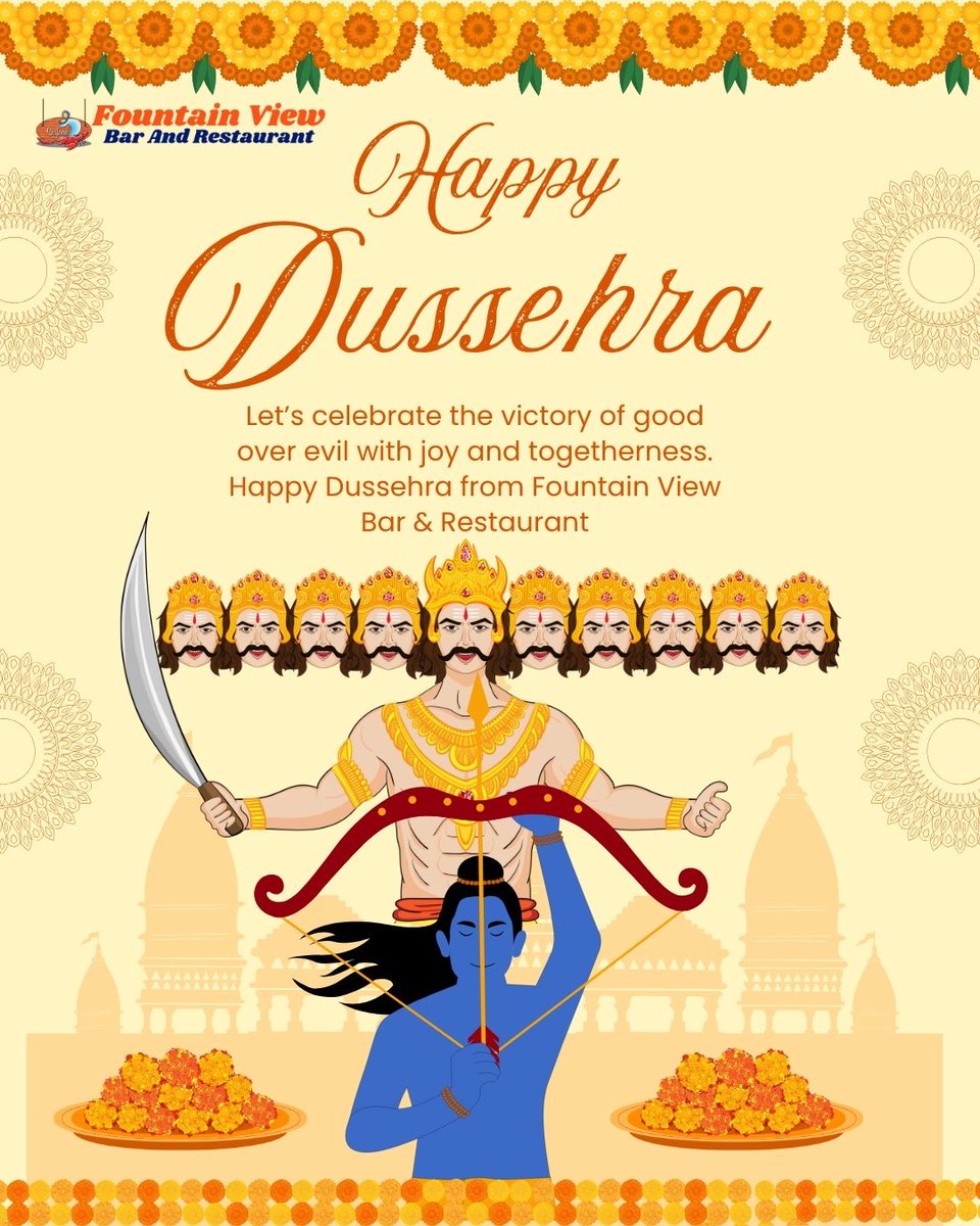 FountainViewGoa's tweet image. Celebrating the victory of good over evil this ✨🔥
May this festival bring happiness, prosperity &amp;amp; new beginnings to all. 🌿🙏
Fountain View Bar &amp;amp; Restaurant, Anjuna – Goa wishes you a very Happy Dussehra! 💙
profile.justlocality.com/fountainviewba…
#HappyDussehra #FountainViewGoa #GoaDining