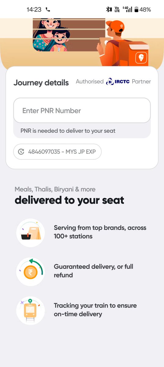 HgGIRI's tweet photo. Do not order food from Swiggy on the train, the app gives the order on the train option on Swiggy but it's a scam, Swiggy will not deliver it. And a customer care person like "altaf" will torture you to cancel the order with no refund @IRCTCofficial @ndtv @Swiggy @eCateringIRCTC https://t.co/ylVSUV7SnO