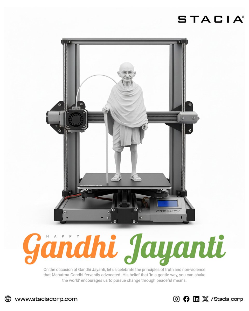 StaciaCorp's tweet photo. Happy Gandhi Jayanti!

Today, we honor the timeless values of truth, peace, and non-violence that Mahatma Gandhi dedicated his life.

At STACIA, we believe that innovation &amp; progress are powerful when guided by principles of compassion &amp; harmony.

#gandhi #india #nonviolence https://t.co/PB9bDivlmP