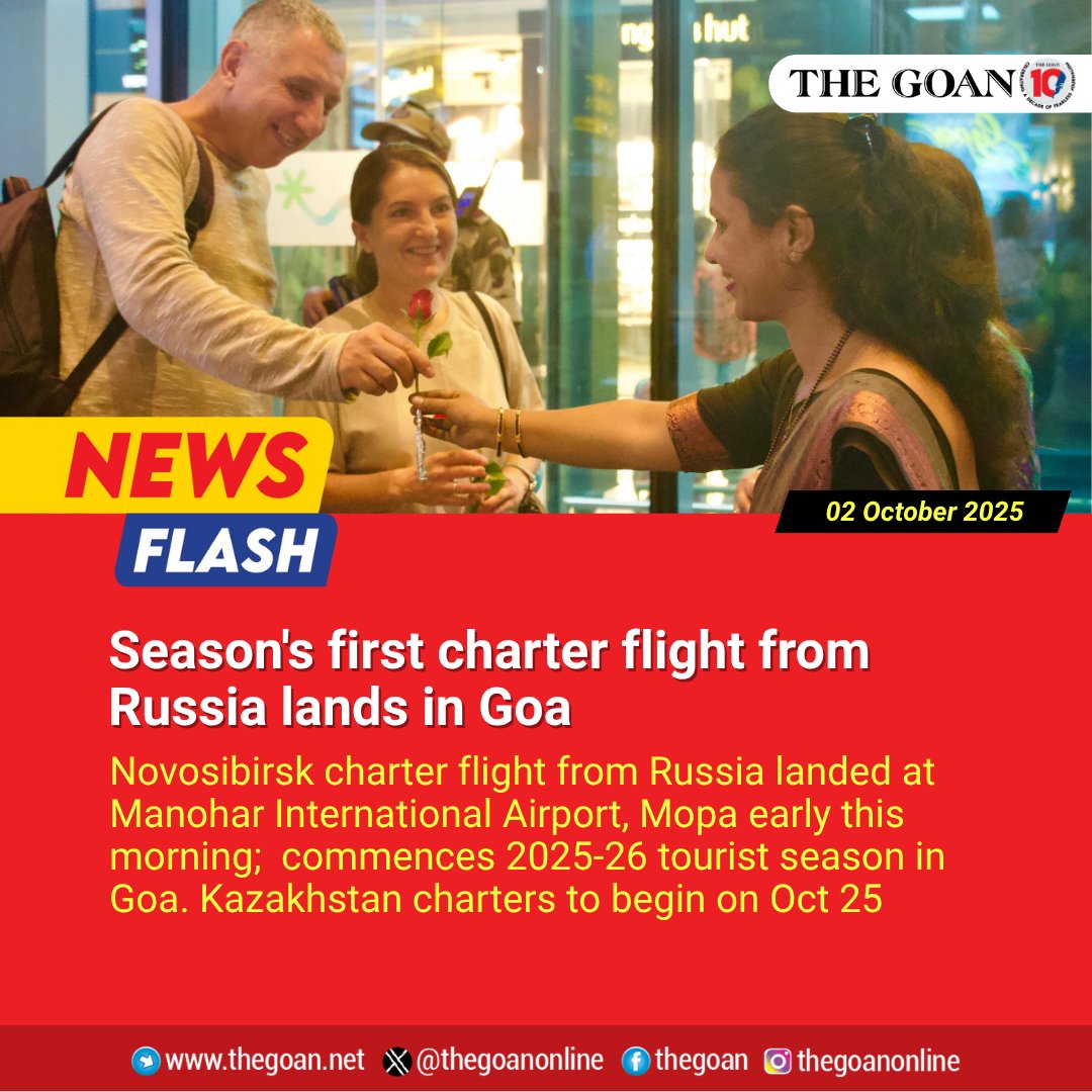 thegoanonline's tweet image. Season's first #charter flight from #Russia lands in Goa

#Goa #BreakingNews #Flight