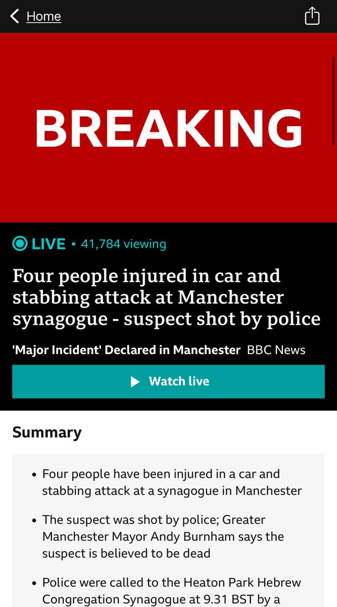 Horrifying news coming out of Manchester with a heinous attack outside a synagogue.

Manchester is home to one of Britain’s largest &amp; most diverse Jewish populations —  this attack serves as a horridly stark reminder of threats British Jews face daily.

Many thoughts &amp; prayers🙏
