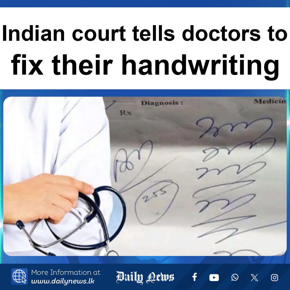 DailyNews_lk's tweet image. Indian court tells doctors to fix their handwriting
More Info&amp;gt;&amp;gt;&amp;gt;dailynews.lk/?p=868179
#India #Doctors #Handwriting #MedicalProfession #CourtOrder #Healthcare #MedicalSafety #PatientCare #LegalNews #DailyNews