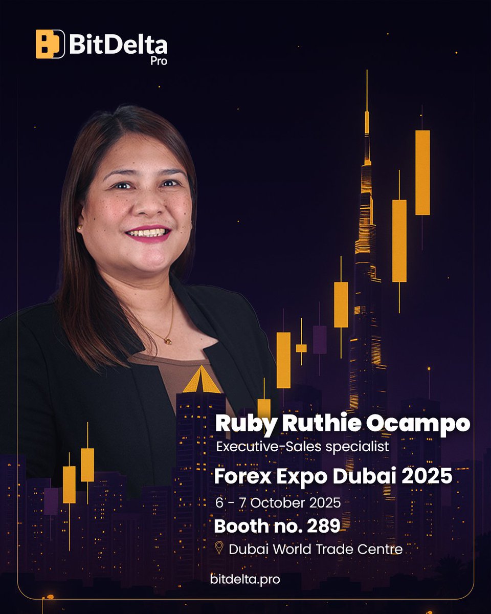 RubyBitDelta's tweet image. 🚀 4 Days to Forex Expo Dubai 2025!
💎 BitDelta Pro – Diamond Sponsor
📍 Booth #289 | Oct 6–7 | DWTC
Network, explore opportunities & #TradeSmart with us!
📅 Book a chat: calendly.com/ruby-ocampo-bi…
#ForexExpo2025 #DubaiEvent #Booth289 #Bitdeltapro #NetworkingOpportunity #TradeSmart