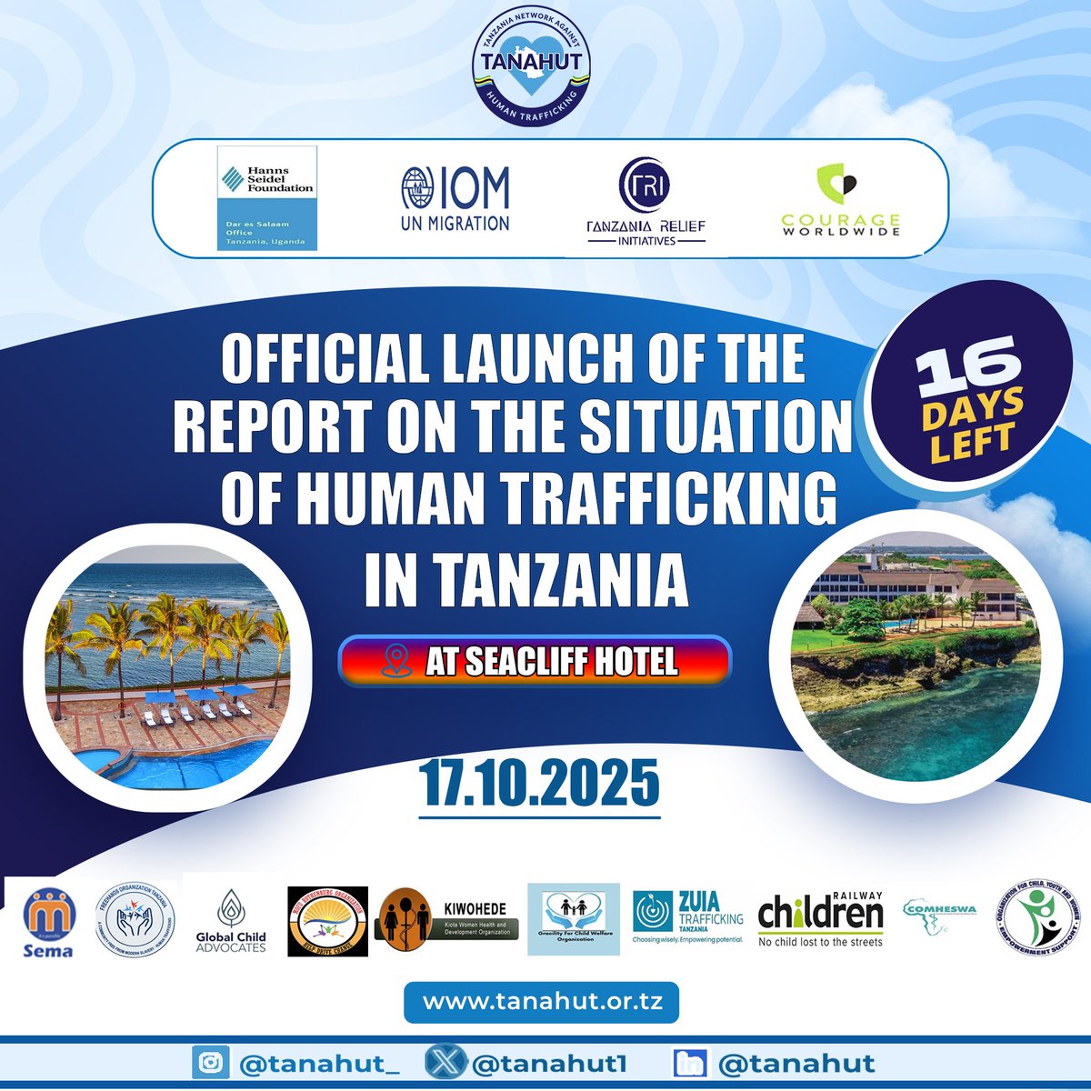 16 days left for Official launch of the report on the situation of Human Trafficking in Tanzania 

#humantraffickingreporting #humantraffickingawareness #humantraffickingawarenessday #humantraffickingprevention #humantraffickingprevention #humantrafficking #report