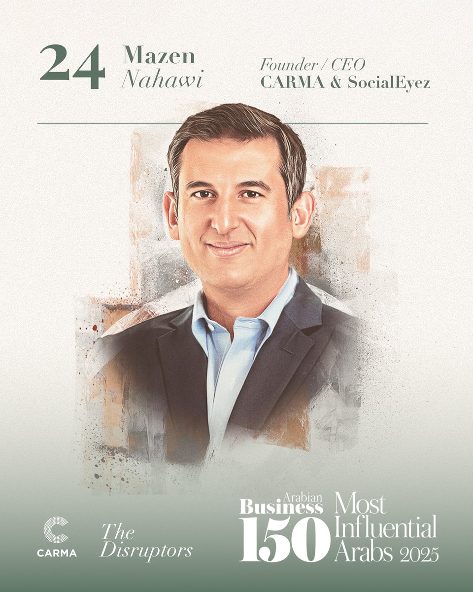 We’re proud to share that our Founder &amp; CEO, <a href="/mazennahawi/">mazennahawi</a> , has been named among <a href="/ArabianBusiness/">ArabianBusiness.com</a>’ 150 Most Influential Arabs 2025, ranked 24th in the Disruptors category.

Learn more here! bit.ly/3KnykoP