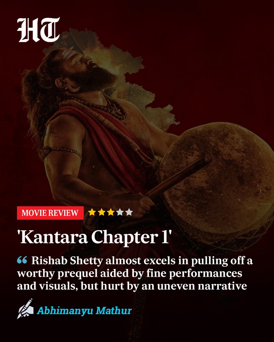 htTweets's tweet photo. #MovieReview | Halfway into Kantara: Chapter 1, I could not help but feel that the film, like the original Kantara, was an elaborate setup for a visually splendid payoff. The film tests your patience, exhausts you, and frustrates you before eventually rewarding you with what is one of the most visually stunning climaxes in recent times.

Read the full review by @MadCrazyHatter_ here 👉https://t.co/63HrHE3PYK 

(via @htshowbiz)