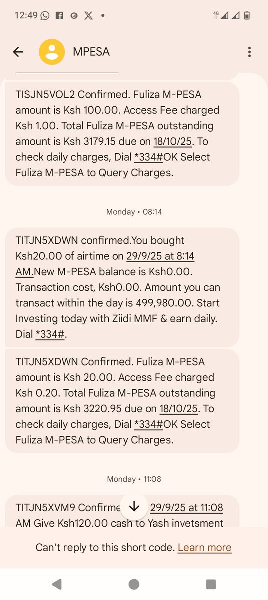 C_GeorgeBush's tweet photo. @SafaricomPLC @Safaricom_Care @gpdkaluma @bonifacemwangi 

Please explain where my 20 went to. Unsuspecting Kenyans are being robbed kidogo kidogo @DCI_Kenya @ntvkenya @citizentvkenya 

I had a fuliza of 3179 nikakopa 20 instead of 3200 now wananidai 3220 https://t.co/NKZQbdbIoH