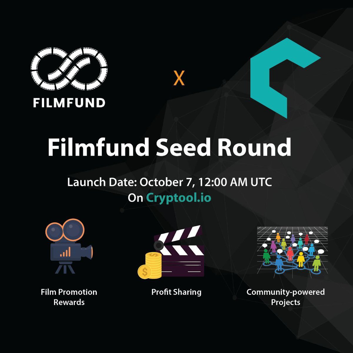 FilmFund_DM's tweet image. 🎬 Filmfund Seed Round launches on @cryptool_io on October 7 at 12:00 AM UTC!

Link: bit.ly/FilmFund-Seed-…

FilmFund is building the first decentralized platform that empowers filmmakers and fans to fund, support, and participate in real-world film projects, all on-chain. By…