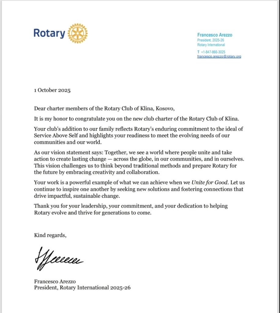 SpahiuSami's tweet image. Një ditë e madhe për Klinën dhe të gjithë distriktin tonë rotarian 2485 Kosovë🇽🇰🇦🇱Shqipëri!
Nga tani e tutje, edhe Klinën e harruar e kemi bërë pjesë të një komuniteti më të rëndësishëm në botë – pjesë të familjes Rotary! 🥳✨  

#Rotary2485 #Klina #Rotaryfamily #rotary