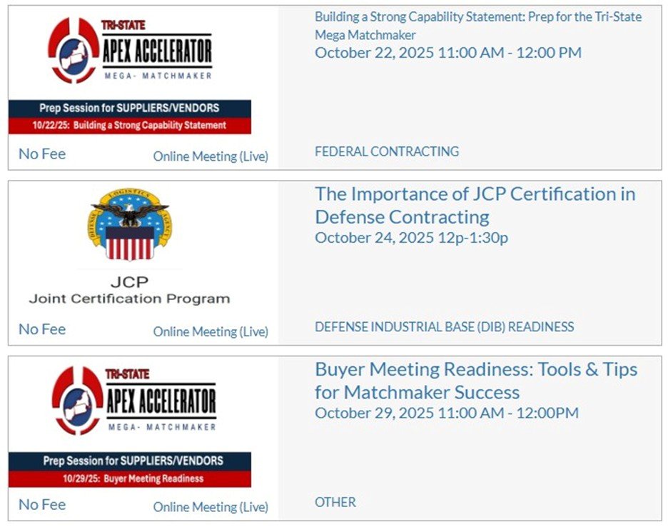 LOTS of informative (&amp; free) #GovContracting events coming up on our OCTOBER schedule! 👇👇Find them all posted at nwpaapex.ecenterdirect.com/events. Get a head start by checking them out &amp; reserving your spot today!