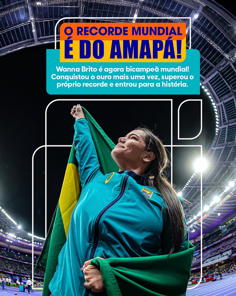 randolfeap's tweet image. É OURO PRO BRASIL! É ATLETA DO AMAPÁ! A @wannabritoo segue fazendo história e hoje superou a própria marca no Mundial de Paratletismo, consolidando um novo recorde mundial. É muita emoção! Parabéns, querida! Eu, o Amapá e o Brasil inteiro nos orgulhamos de você! 😍🥇🇧🇷