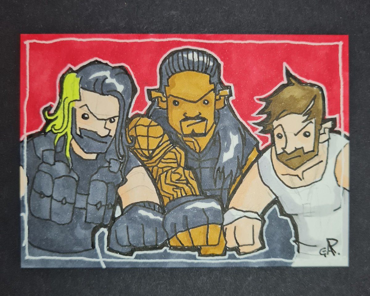 TheGrantPerkins's tweet image. Hand drawn sketch card available for purchase. 

The #Shield.

DM to buy.

#wwe #theshield #sethrollins #romanreigns #DeanAmbrose #wwe2k25